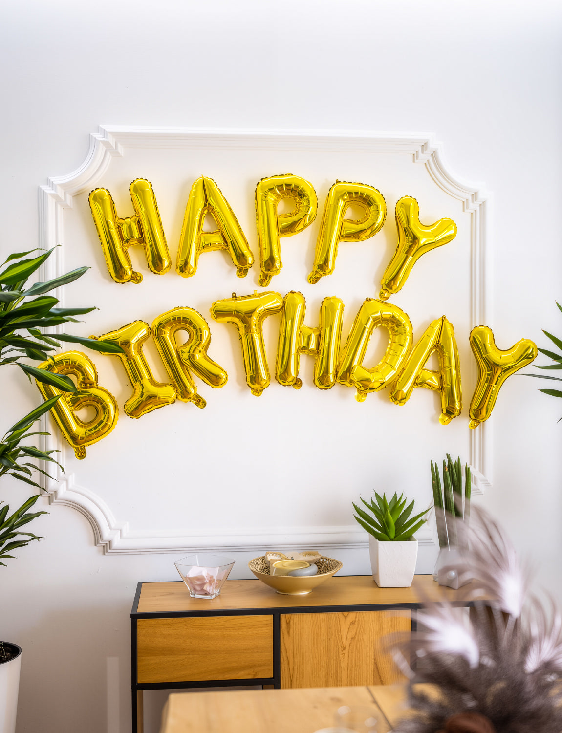Haolongfa Happy Birthday Balloon Banner, 16 Inch Gold Happy Birthday Foil Balloons, Gold Hbd Balloons Letter Mylar Balloon, Birthday Sign Party Decorations for Women Men Boys Girls