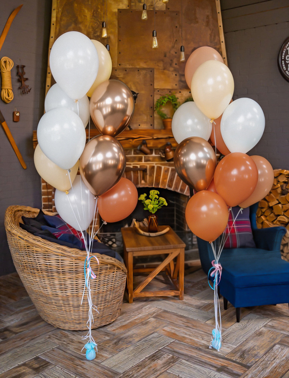 Fall Balloons, 12 Inch 50 Pcs, Burnt Orange Thanksgiving Decor | Burnt Orange White Metallic Copper Autumn Balloons for Fall Harvest, Thanksgiving, Birthday, Baby Shower, Wedding Decor