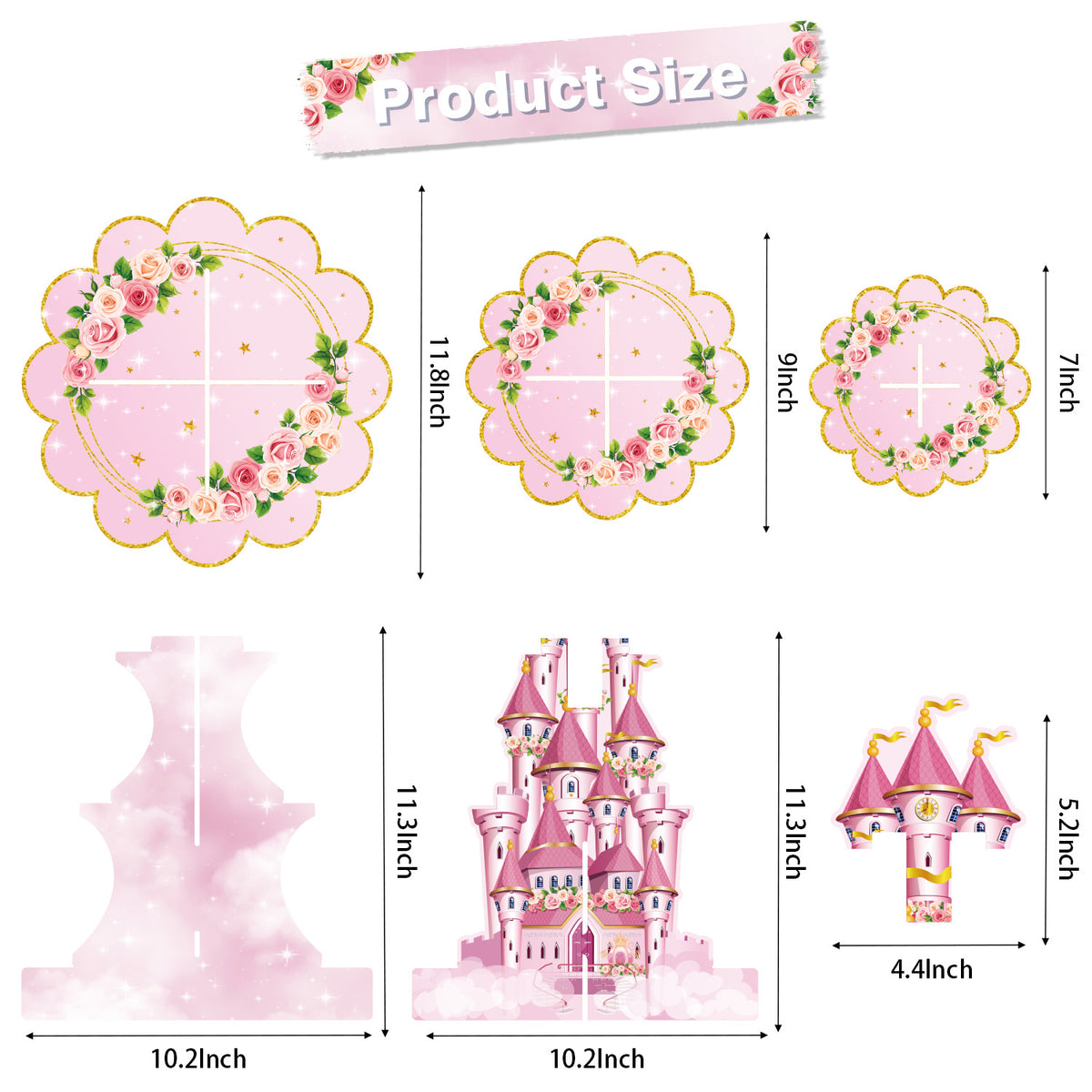 3 Tier Princess Cupcake Stand, Pink Cupcake Holder for Birthday Princess Castle Cake Stand for Dessert Table Display, Cardboard Cupcake Stand for Baby Shower Fairy Princess Party Decoration