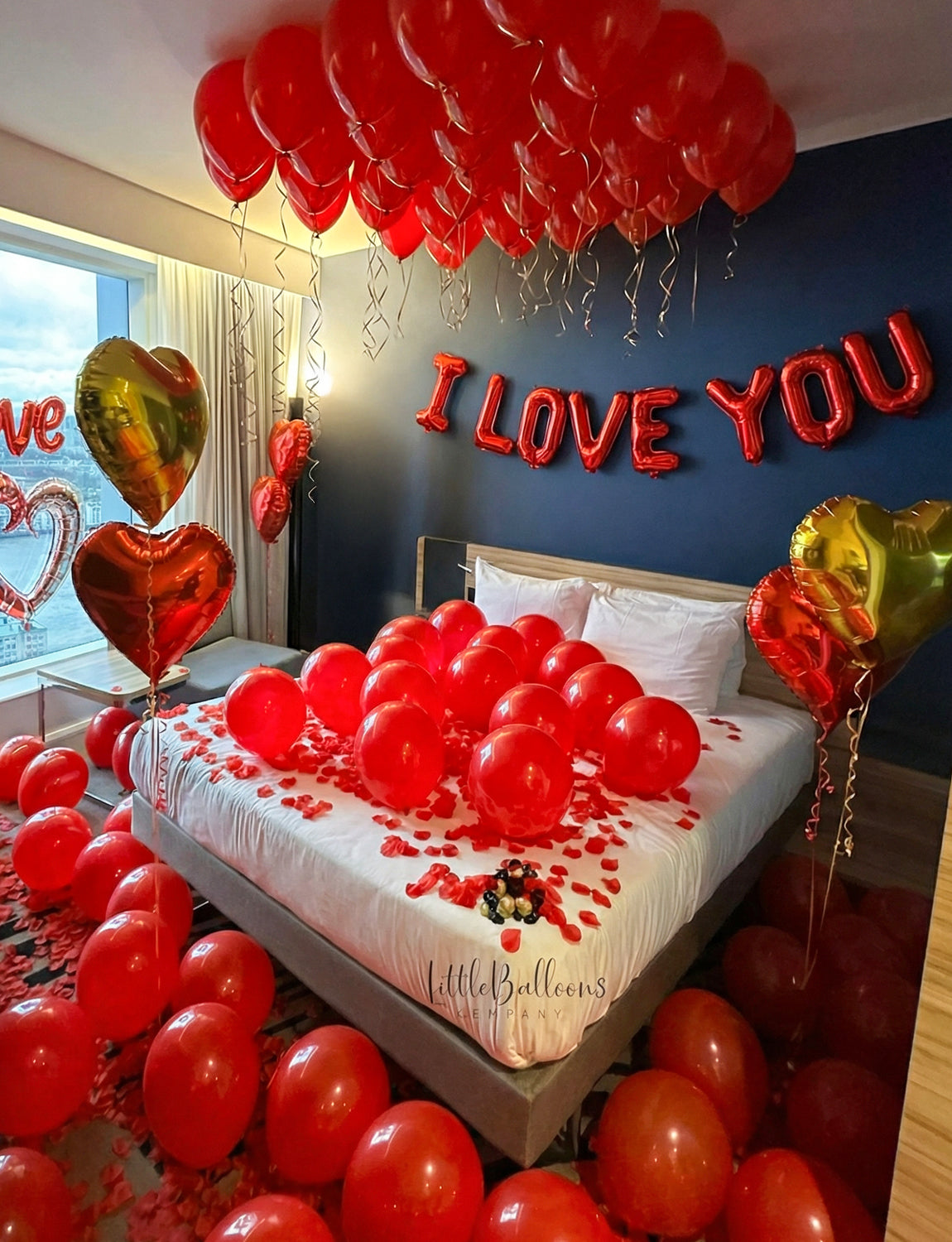 Red I Love You Balloons for Him/Her, Valentines Day Balloon with Red Heart Balloons and Love Letter Balloons, Romantic Decor for Special Night, Valentines, Surprise, Anniversary, Proposal Supplies