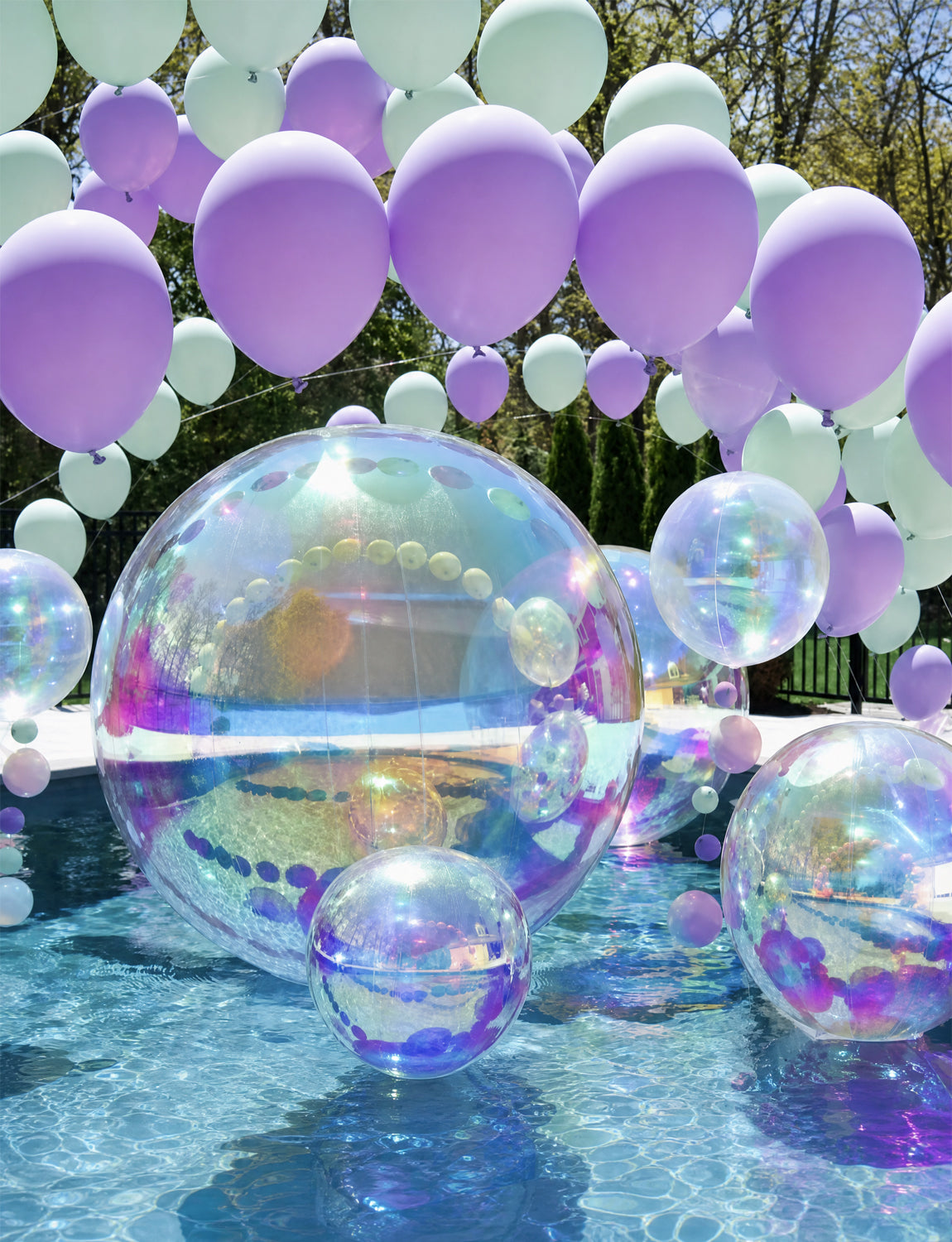 Iridescent Round Foil Balloons, 22/15/12in 4D Holographic Balloon 14 Pcs Large Iridescent Round Balloons in 3 Sizes for Air or Helium, Birthdays, Baby Showers, Disco, Mermaid Party Decor