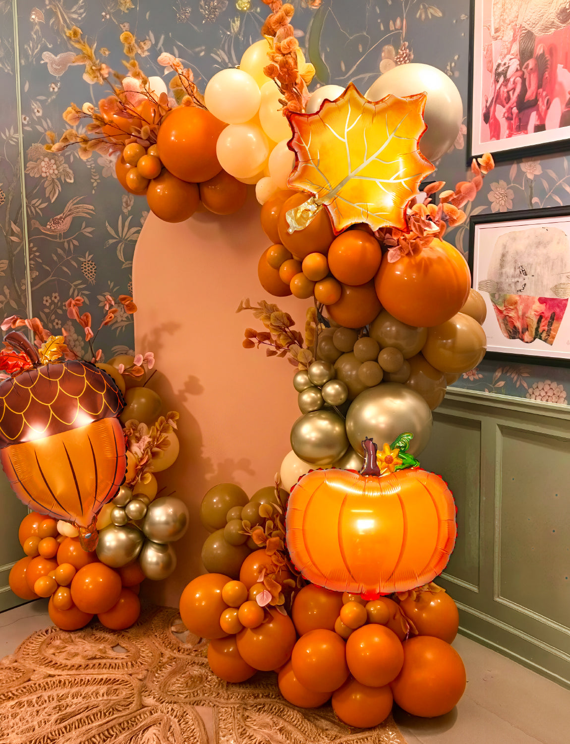 Fall Thanksgiving Balloons Garland Arch Kit, 146Pcs Sand Coffee Burnt Orange and Gold Balloons with Foil Pumpkin Balloon for Little Pumpkin Baby Shower, Harvest, Birthday, Fall Thanksgiving Decor