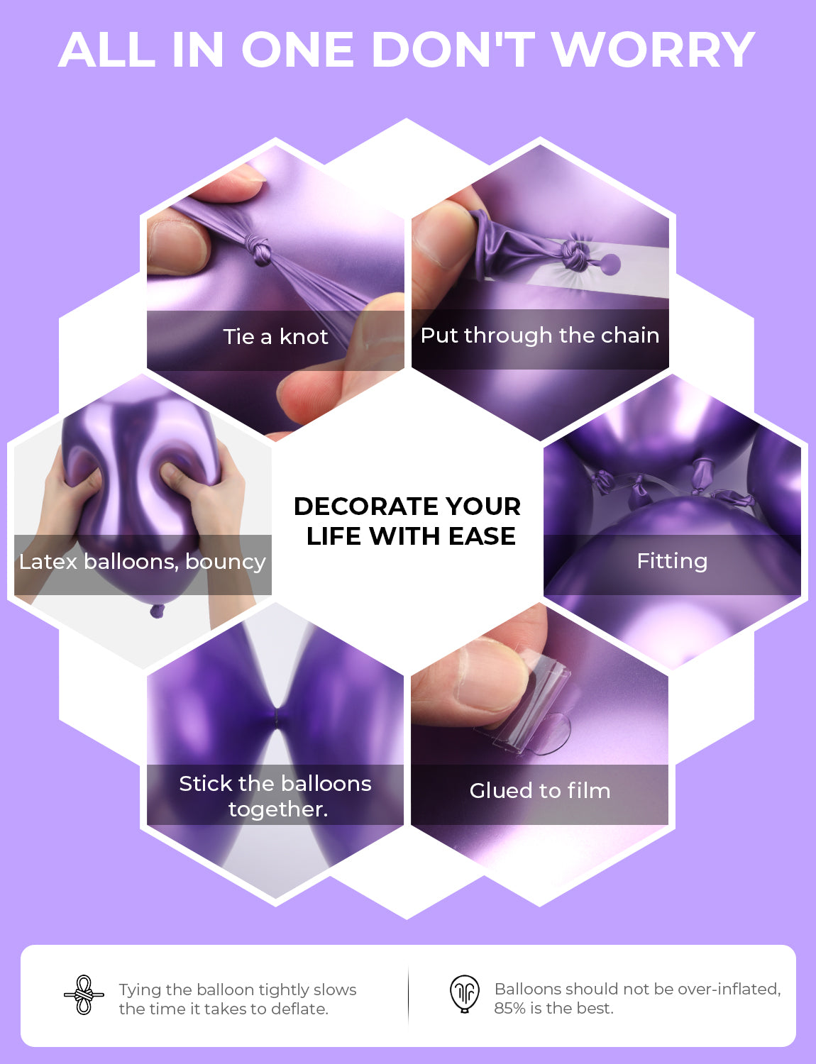 Haolongfa Pastel Purple Balloons, 12 Inch 60pcs Purple and White Balloons with Confetti Balloons, Lavender Lilac Balloons for Mother's Day/Birthday/Baby Shower/Graduation/Wedding Decorations