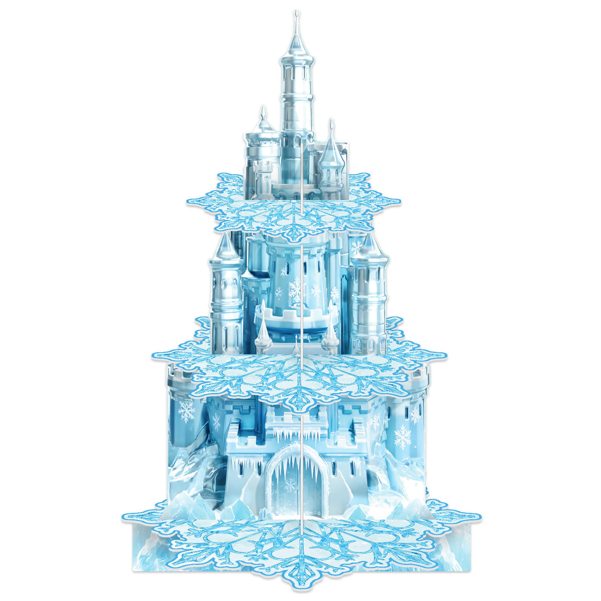 Snowflake Cupcake Stand, 3 Tier Winter Wonderland Cupcake Holder Snowflake Cardboard Cupcake Stand for Dessert Table Display, Blue Cup Cake Stand for Birthday Baby Shower Princess Decoration