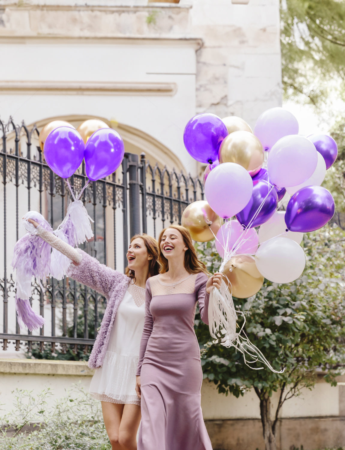 Haolongfa Pastel Purple Balloons, 12 Inch 60pcs Purple and White Balloons with Confetti Balloons, Lavender Lilac Balloons for Mother's Day/Birthday/Baby Shower/Graduation/Wedding Decorations