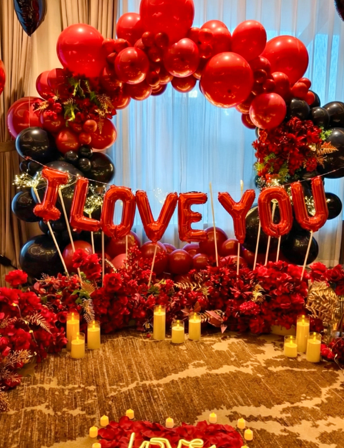 Red I Love You Balloons for Him/Her, Valentines Day Balloon with Red Heart Balloons and Love Letter Balloons, Romantic Decor for Special Night, Valentines, Surprise, Anniversary, Proposal Supplies