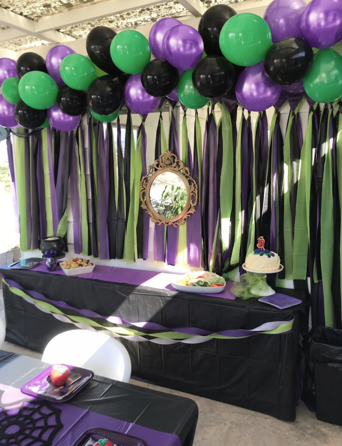 Green and Purple Balloons, 50 Pcs Halloween Balloons Party Decor 12 Inch Black, Metallic Purple and Green Balloons with Confetti, for Halloween, Birthday, Baby Shower Party Decor