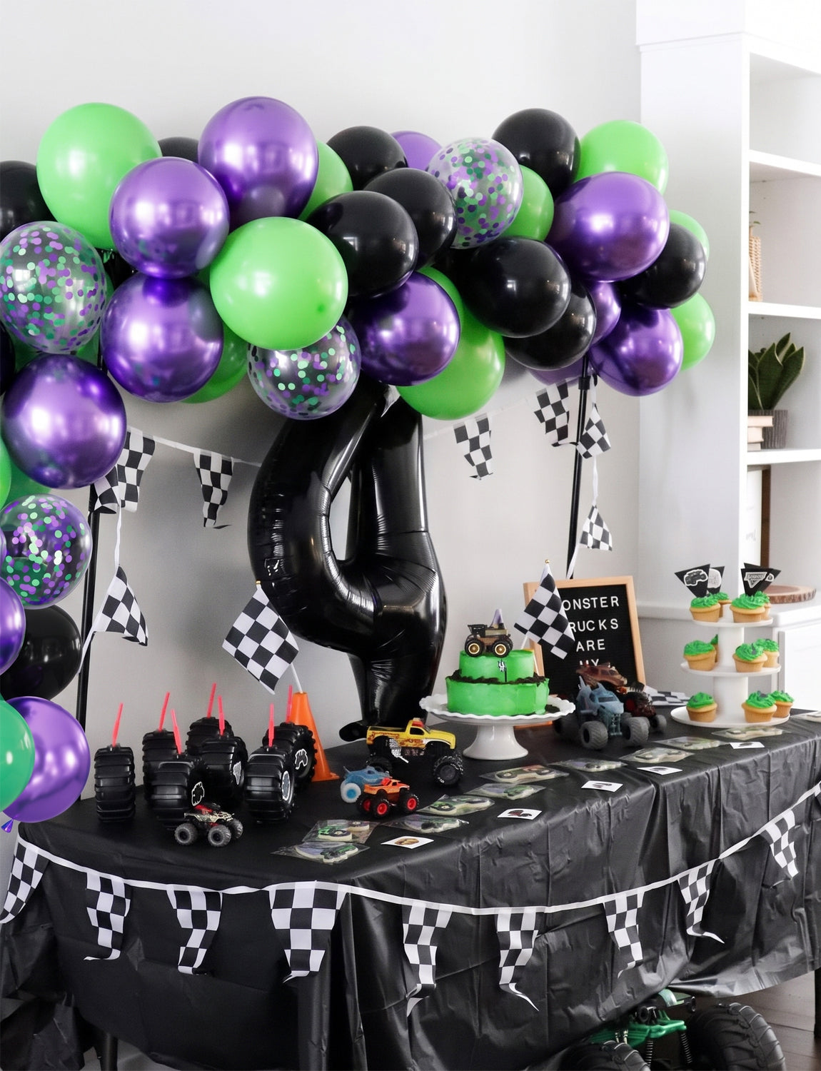 Green and Purple Balloons, 50 Pcs Halloween Balloons Party Decor 12 Inch Black, Metallic Purple and Green Balloons with Confetti, for Halloween, Birthday, Baby Shower Party Decor