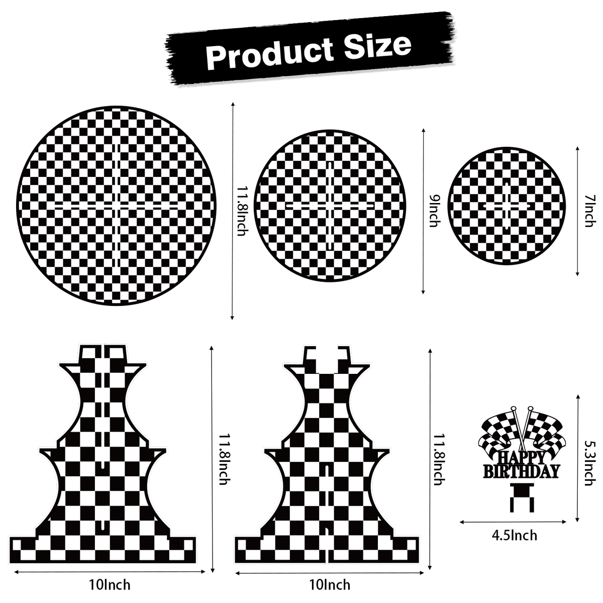 Race Car Cupcake Stand, 3-Tier Checkered Cake Stand for Birthday Large Cardboard Cupcake Stand, Black White Checkered Cupcake Holder for Dessert Table Display, Race Car Birthday Party Decor