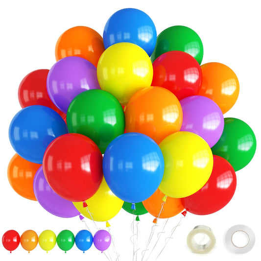 Haolongfa Balloons Rainbow Set 60 PCS Colorful Balloons 12 Inch Thickened Balloons Made With Strong Multicolored Latex, For Air or Helium Use Kid's Birthday Party Decoration Accessory