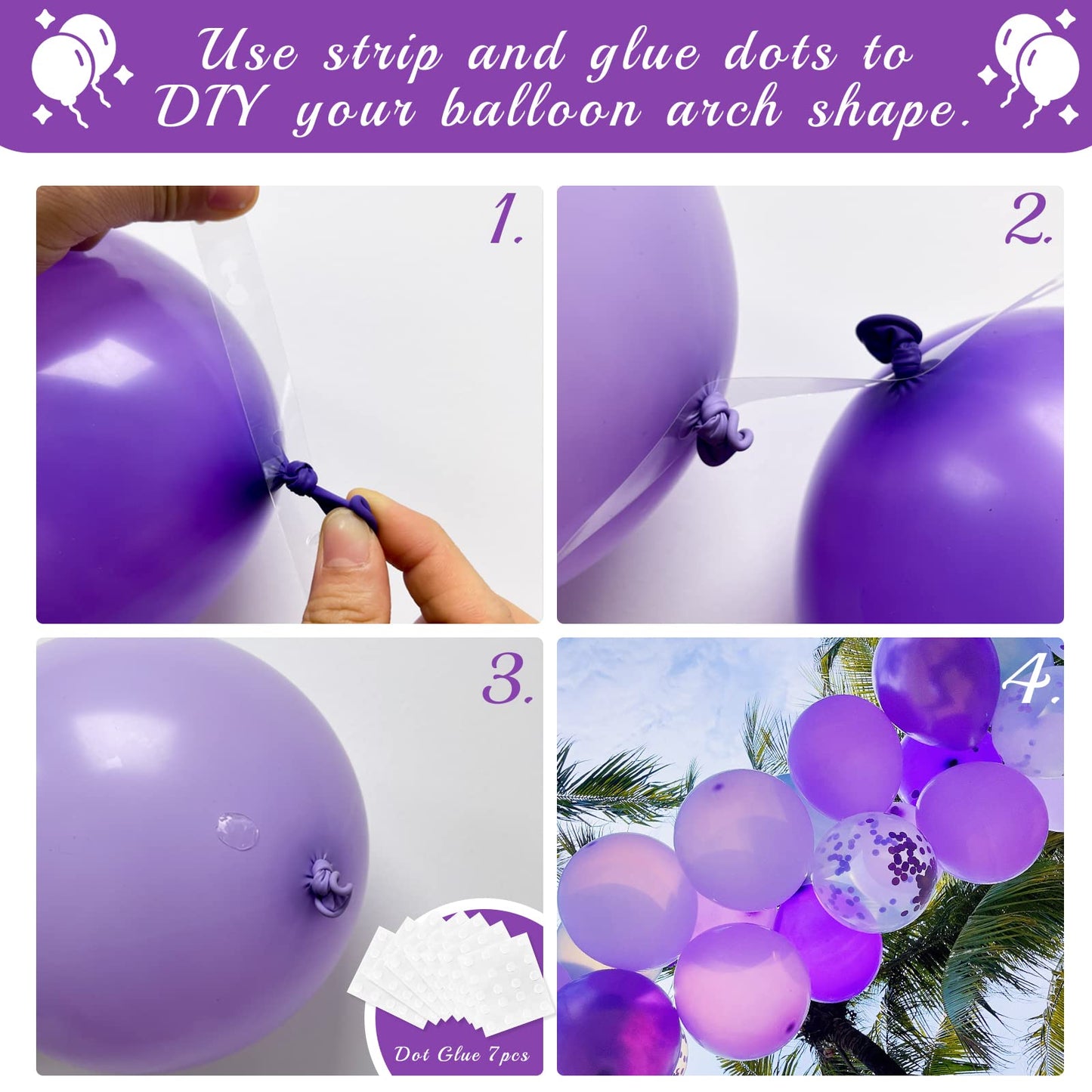 Haolongfa Purple and Silver Balloons Garland kit 135pcs Lavender Arch Balloons,Dark Confetti Metallic macaron Purple Butterfly Balloons,for Wedding Birthday Baby Shower Graduation Party Decorations Supplies