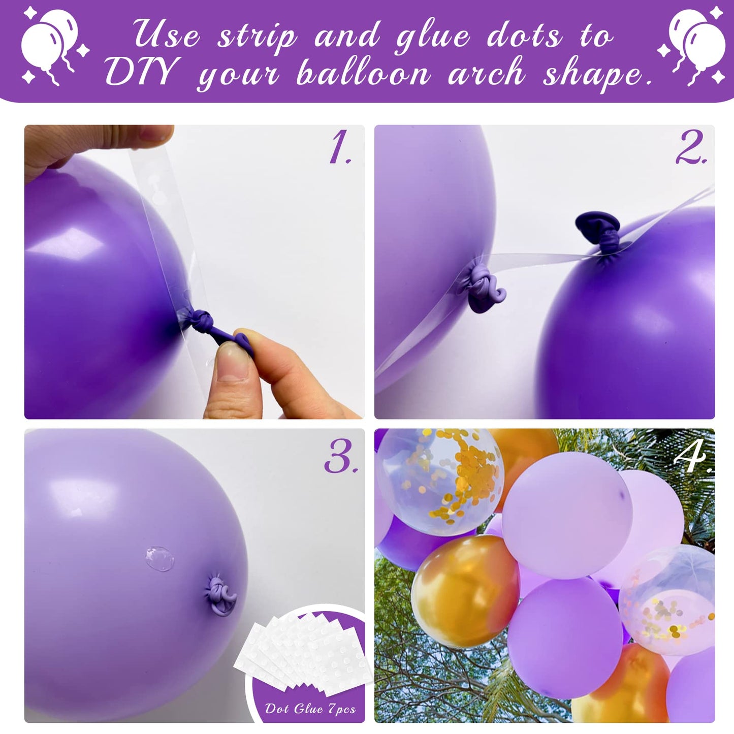 Haolongfa Purple Gold Balloon Arch kit 135pcs Gold Arch Balloons,Dark Confetti Metallic pastel Macaron Purple Butterfly Balloons,for Wedding Birthday Baby Shower Graduation Party Decorations Supplies…