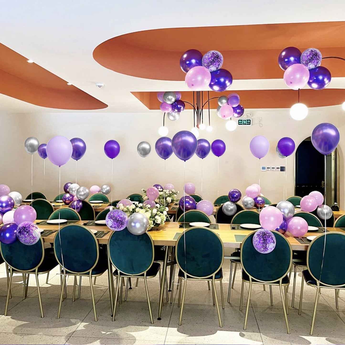 Haolongfa Purple and Silver Balloons Garland kit 135pcs Lavender Arch Balloons,Dark Confetti Metallic macaron Purple Butterfly Balloons,for Wedding Birthday Baby Shower Graduation Party Decorations Supplies